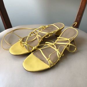 Villa Rouge yellow lace up strappy sandals